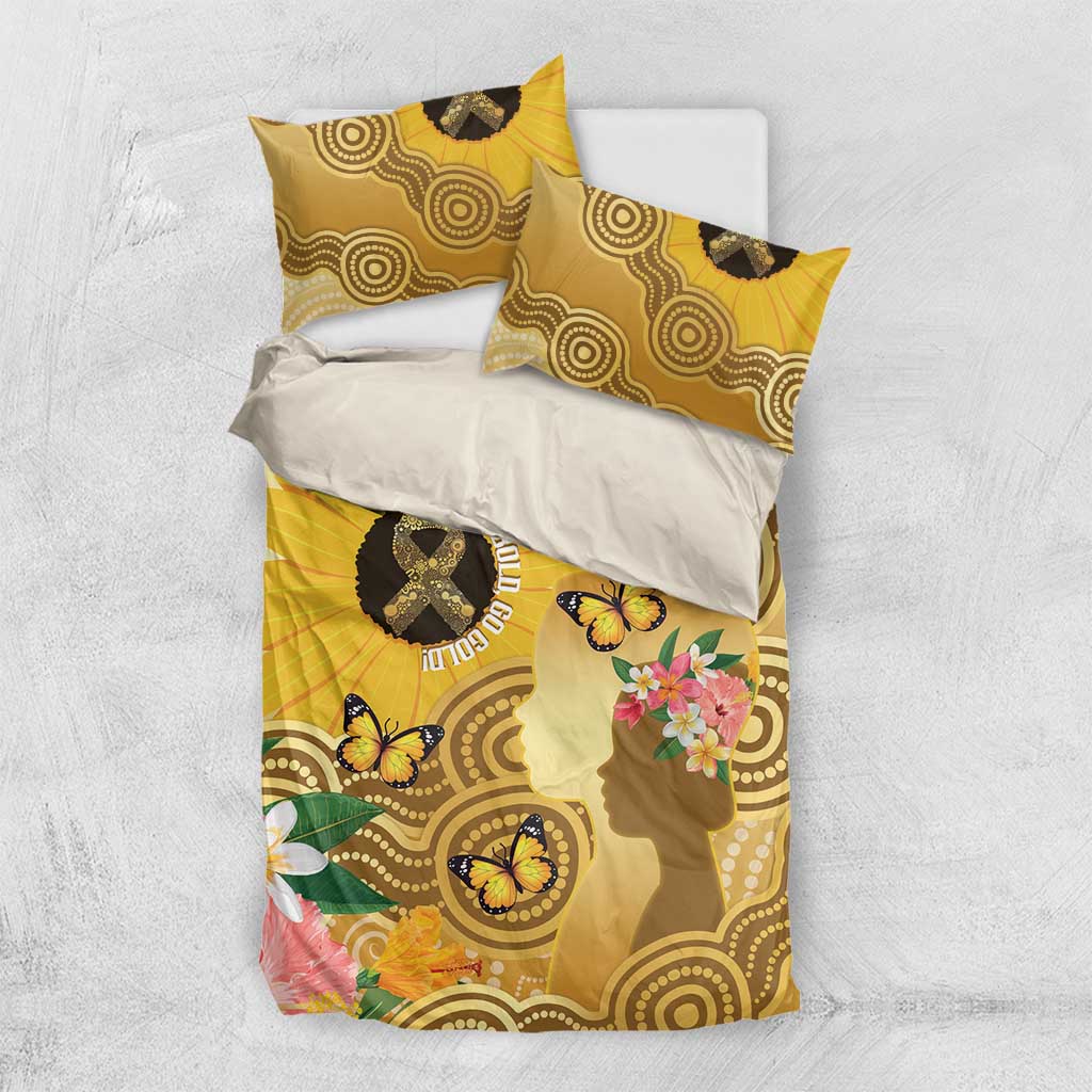 Australia Childhood Cancer Awareness Month Bedding Set Be Bold Go Gold Aboriginal Art