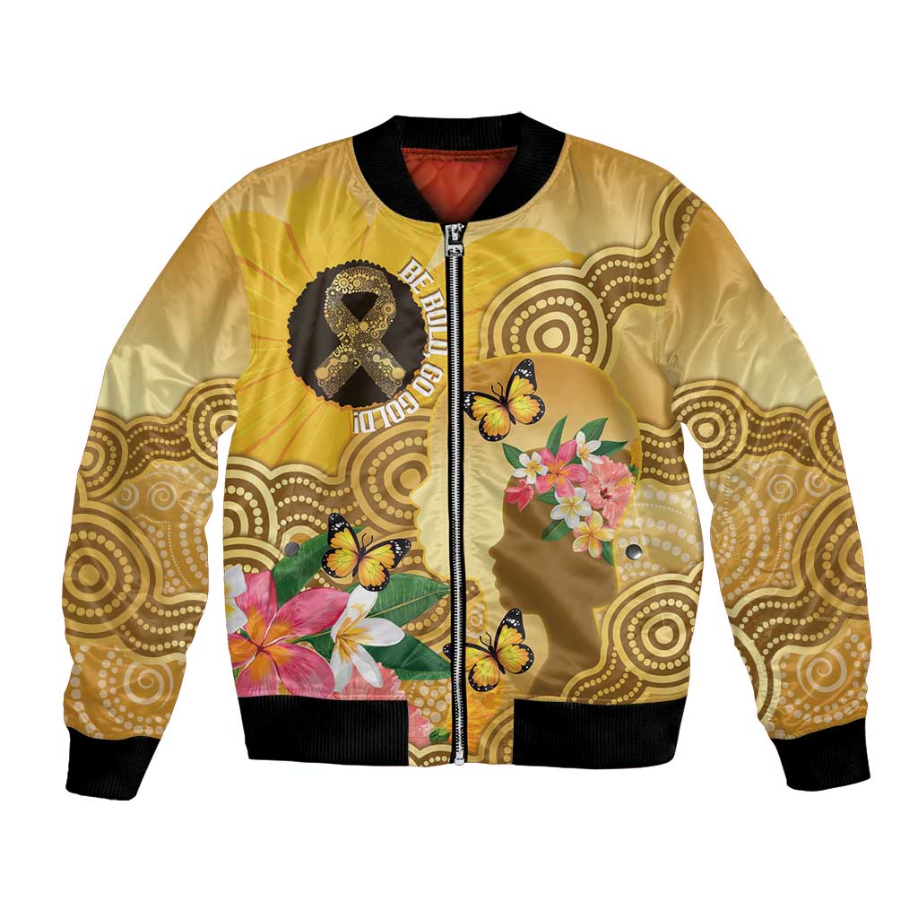 Australia Childhood Cancer Awareness Month Bomber Jacket Be Bold Go Gold Aboriginal Art