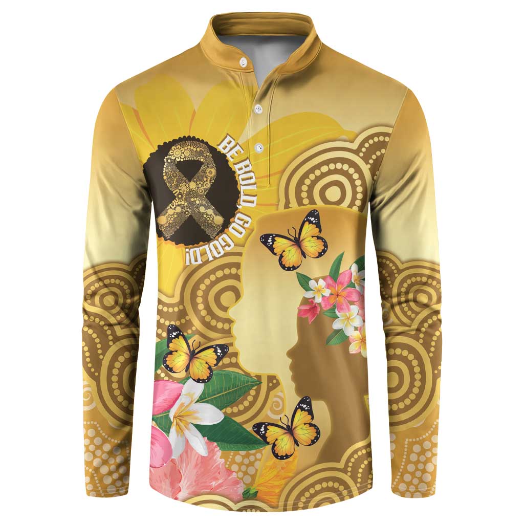 Australia Childhood Cancer Awareness Month Button Sweatshirt Be Bold Go Gold Aboriginal Art