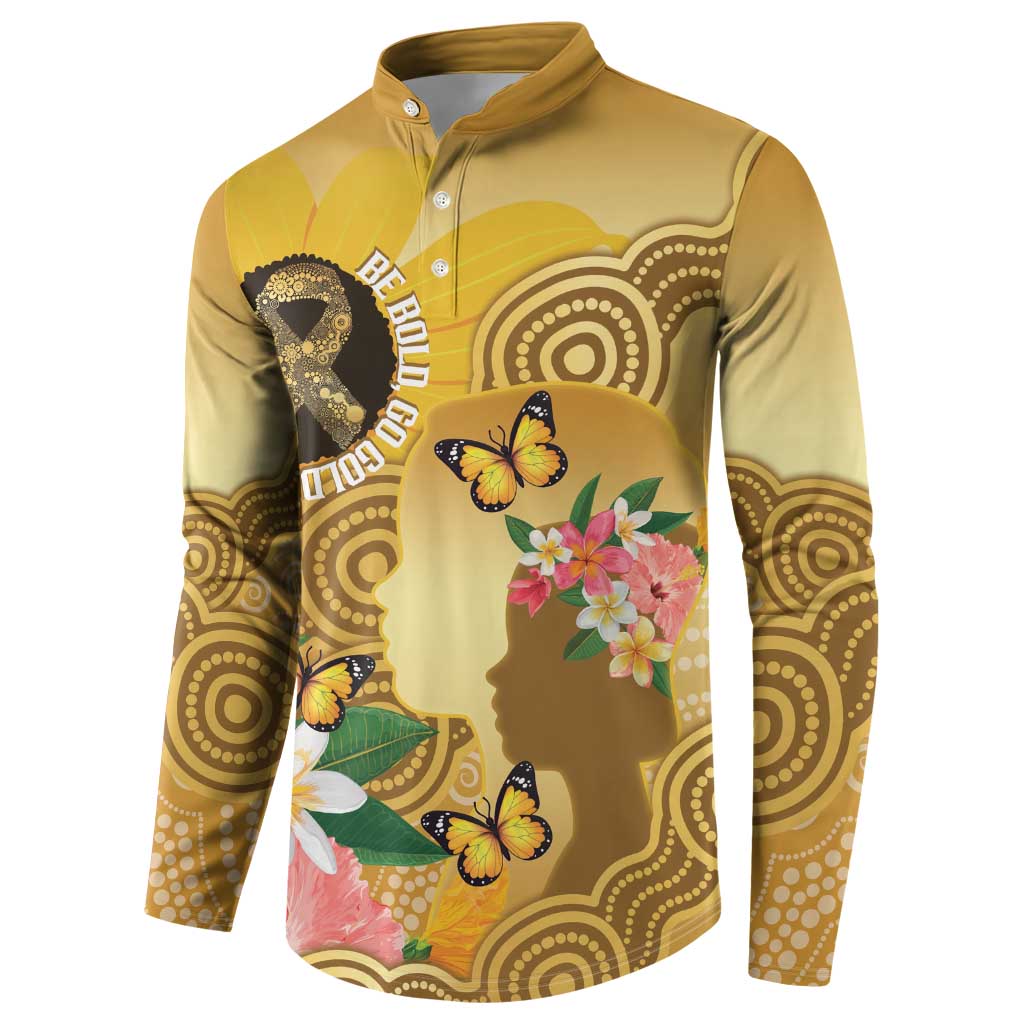 Australia Childhood Cancer Awareness Month Button Sweatshirt Be Bold Go Gold Aboriginal Art