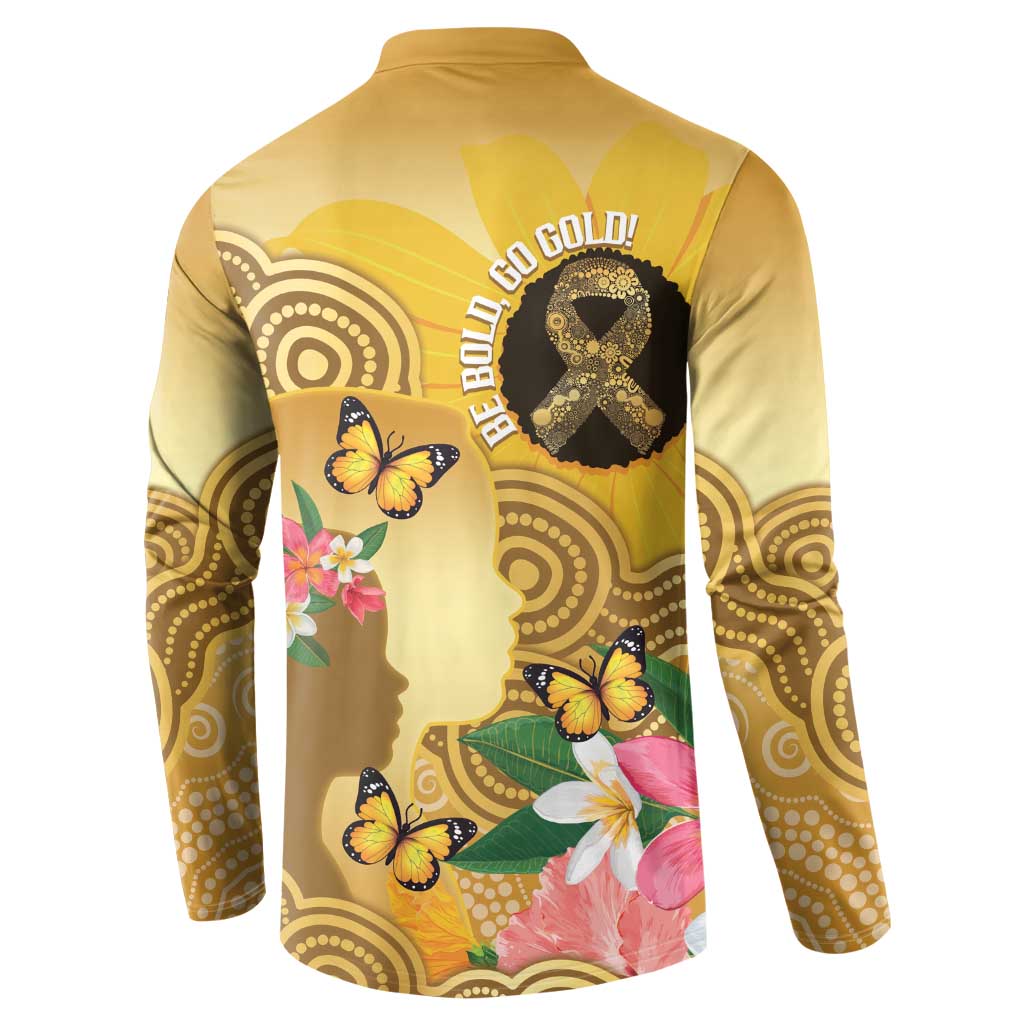 Australia Childhood Cancer Awareness Month Button Sweatshirt Be Bold Go Gold Aboriginal Art
