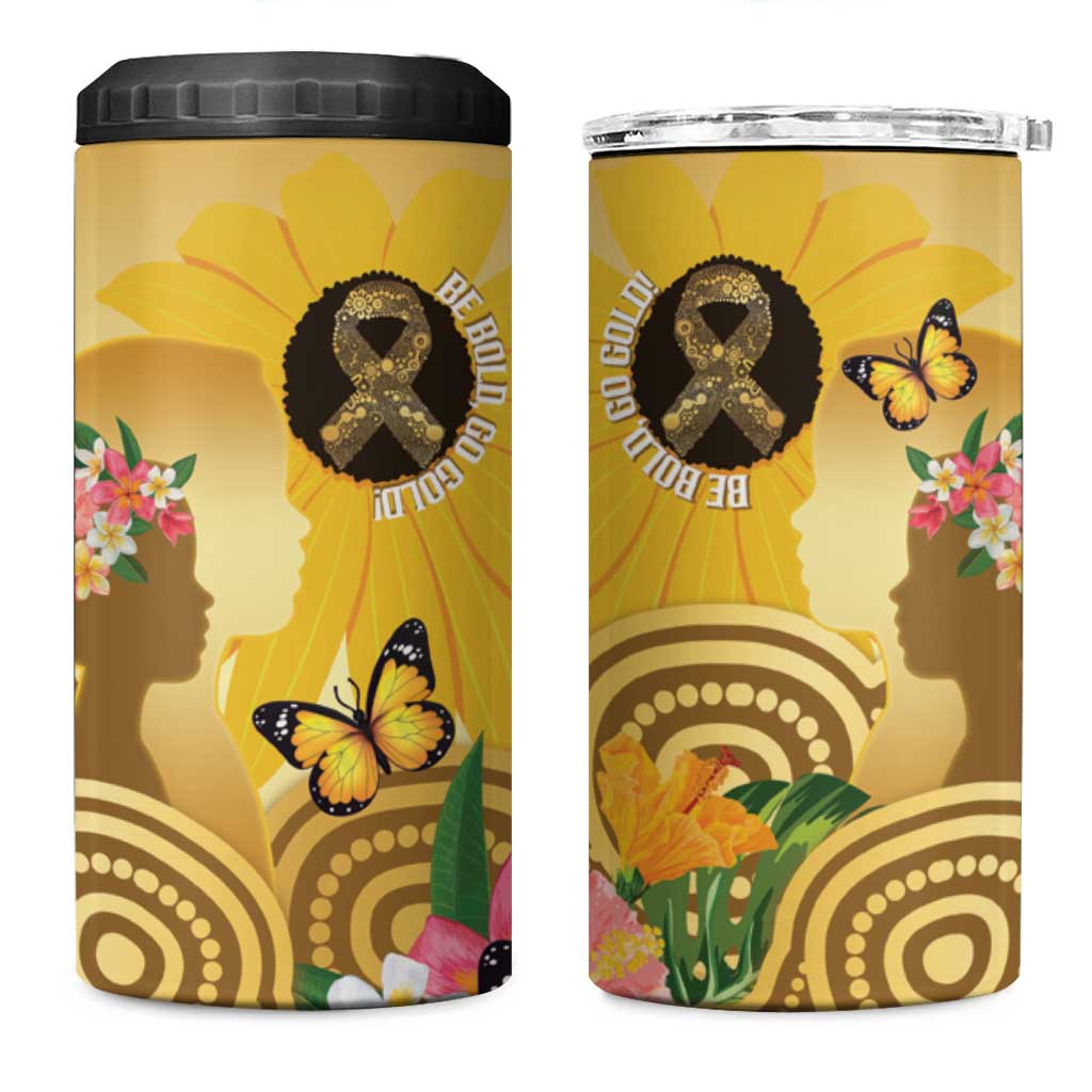 Australia Childhood Cancer Awareness Month 4 in 1 Can Cooler Tumbler Be Bold Go Gold Aboriginal Art