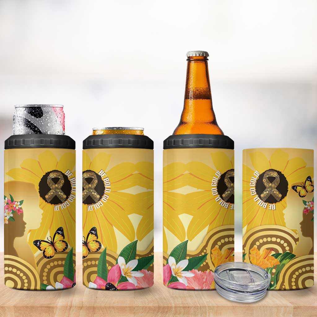 Australia Childhood Cancer Awareness Month 4 in 1 Can Cooler Tumbler Be Bold Go Gold Aboriginal Art