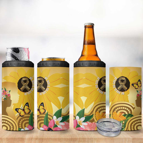 Australia Childhood Cancer Awareness Month 4 in 1 Can Cooler Tumbler Be Bold Go Gold Aboriginal Art