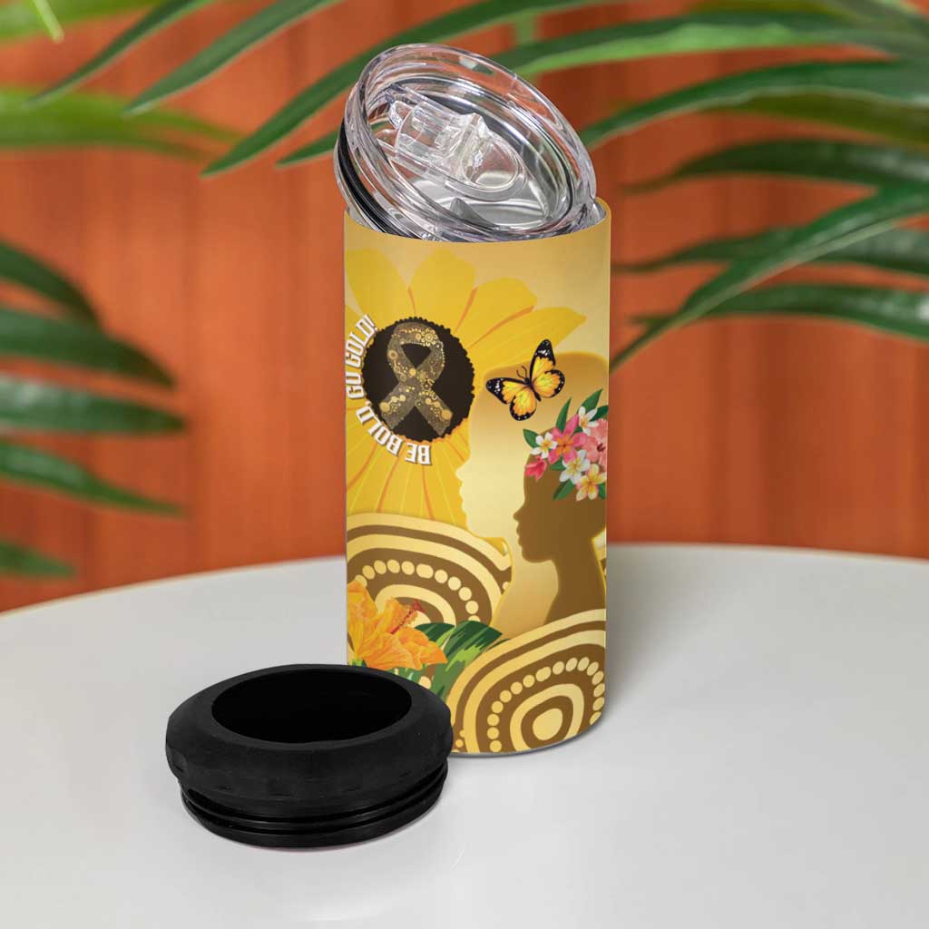 Australia Childhood Cancer Awareness Month 4 in 1 Can Cooler Tumbler Be Bold Go Gold Aboriginal Art