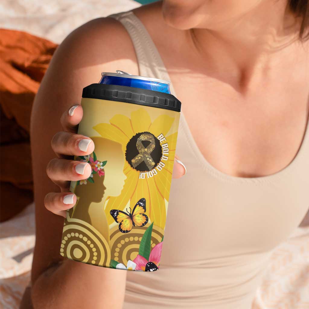 Australia Childhood Cancer Awareness Month 4 in 1 Can Cooler Tumbler Be Bold Go Gold Aboriginal Art