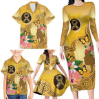 Australia Childhood Cancer Awareness Month Family Matching Long Sleeve Bodycon Dress and Hawaiian Shirt Be Bold Go Gold Aboriginal Art
