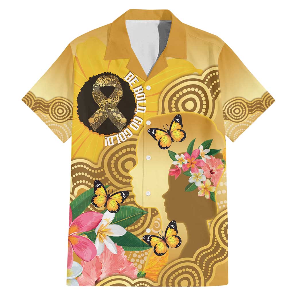 Australia Childhood Cancer Awareness Month Family Matching Mermaid Dress and Hawaiian Shirt Be Bold Go Gold Aboriginal Art