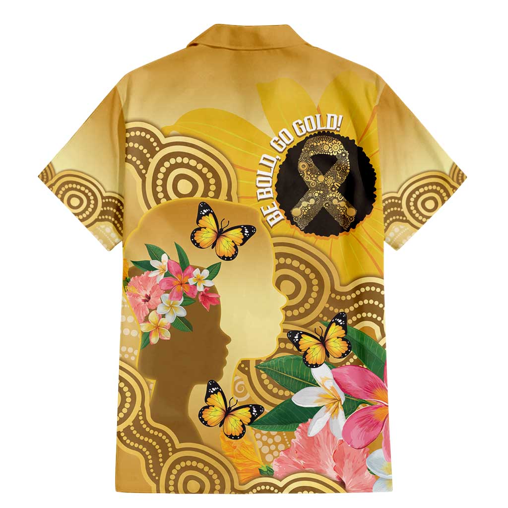 Australia Childhood Cancer Awareness Month Family Matching Mermaid Dress and Hawaiian Shirt Be Bold Go Gold Aboriginal Art