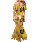 Australia Childhood Cancer Awareness Month Family Matching Mermaid Dress and Hawaiian Shirt Be Bold Go Gold Aboriginal Art
