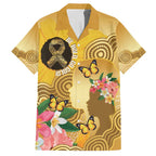 Australia Childhood Cancer Awareness Month Family Matching Short Sleeve Bodycon Dress and Hawaiian Shirt Be Bold Go Gold Aboriginal Art