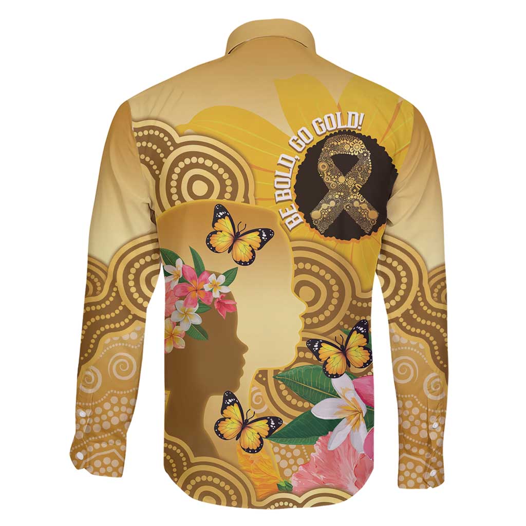 Australia Childhood Cancer Awareness Month Family Matching Short Sleeve Bodycon Dress and Hawaiian Shirt Be Bold Go Gold Aboriginal Art
