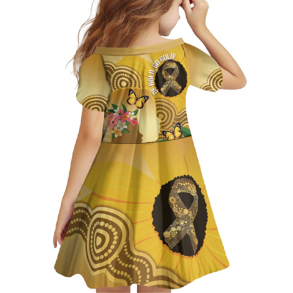 Australia Childhood Cancer Awareness Month Family Matching Summer Maxi Dress and Hawaiian Shirt Be Bold Go Gold Aboriginal Art