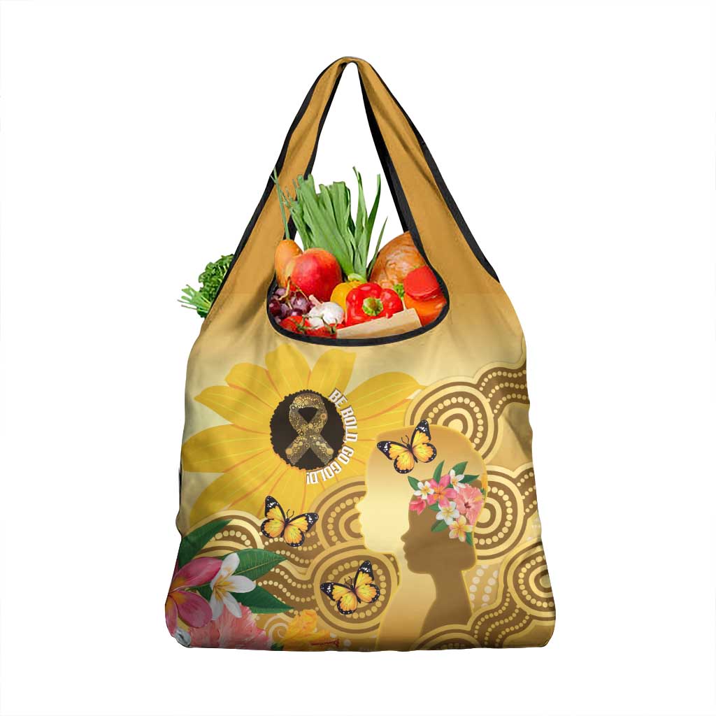Australia Childhood Cancer Awareness Month Grocery Bag Be Bold Go Gold Aboriginal Art