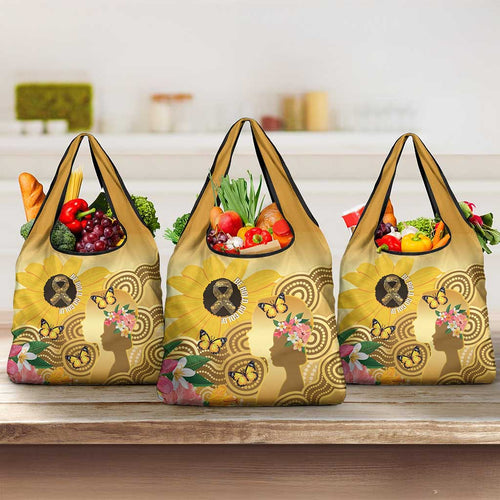 Australia Childhood Cancer Awareness Month Grocery Bag Be Bold Go Gold Aboriginal Art