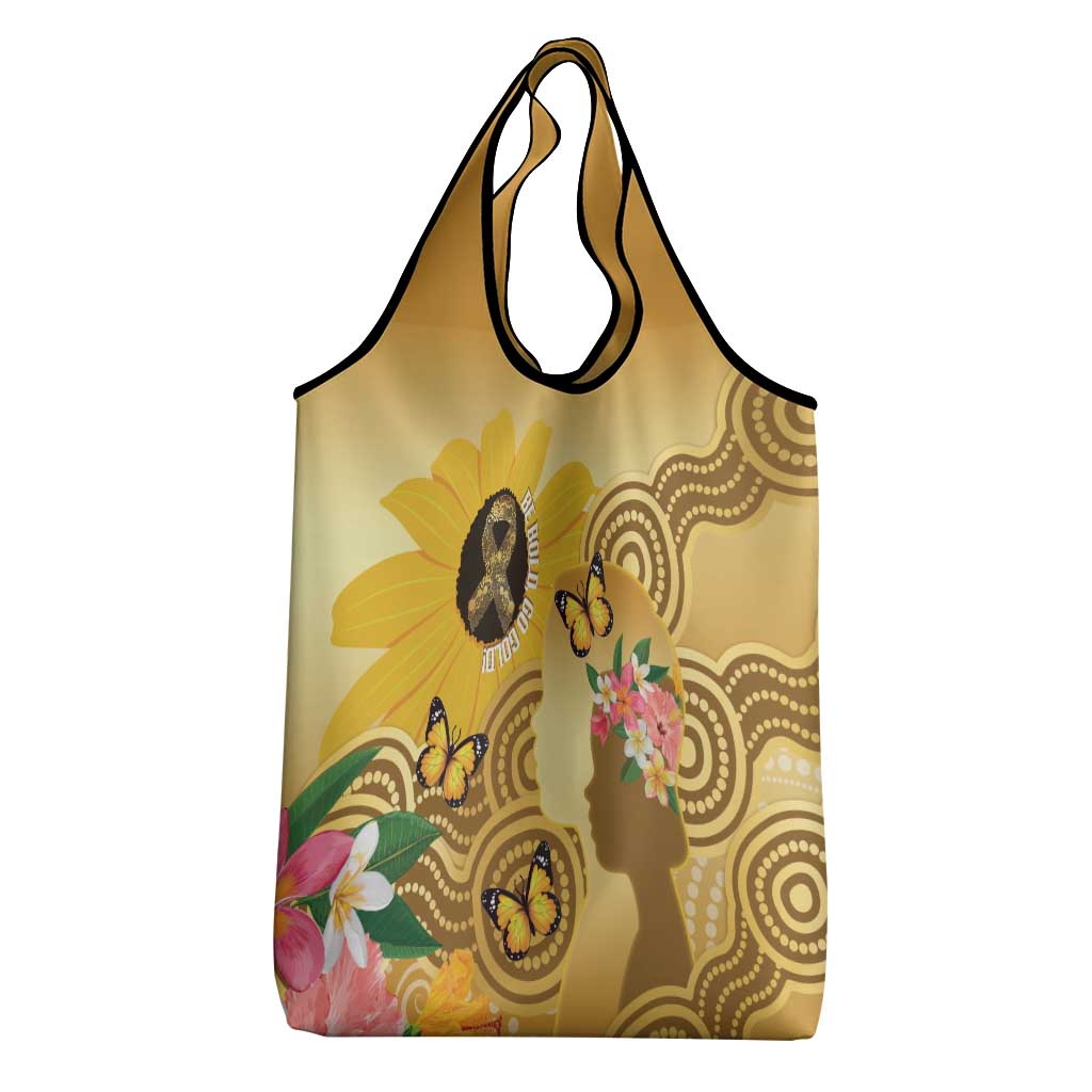 Australia Childhood Cancer Awareness Month Grocery Bag Be Bold Go Gold Aboriginal Art