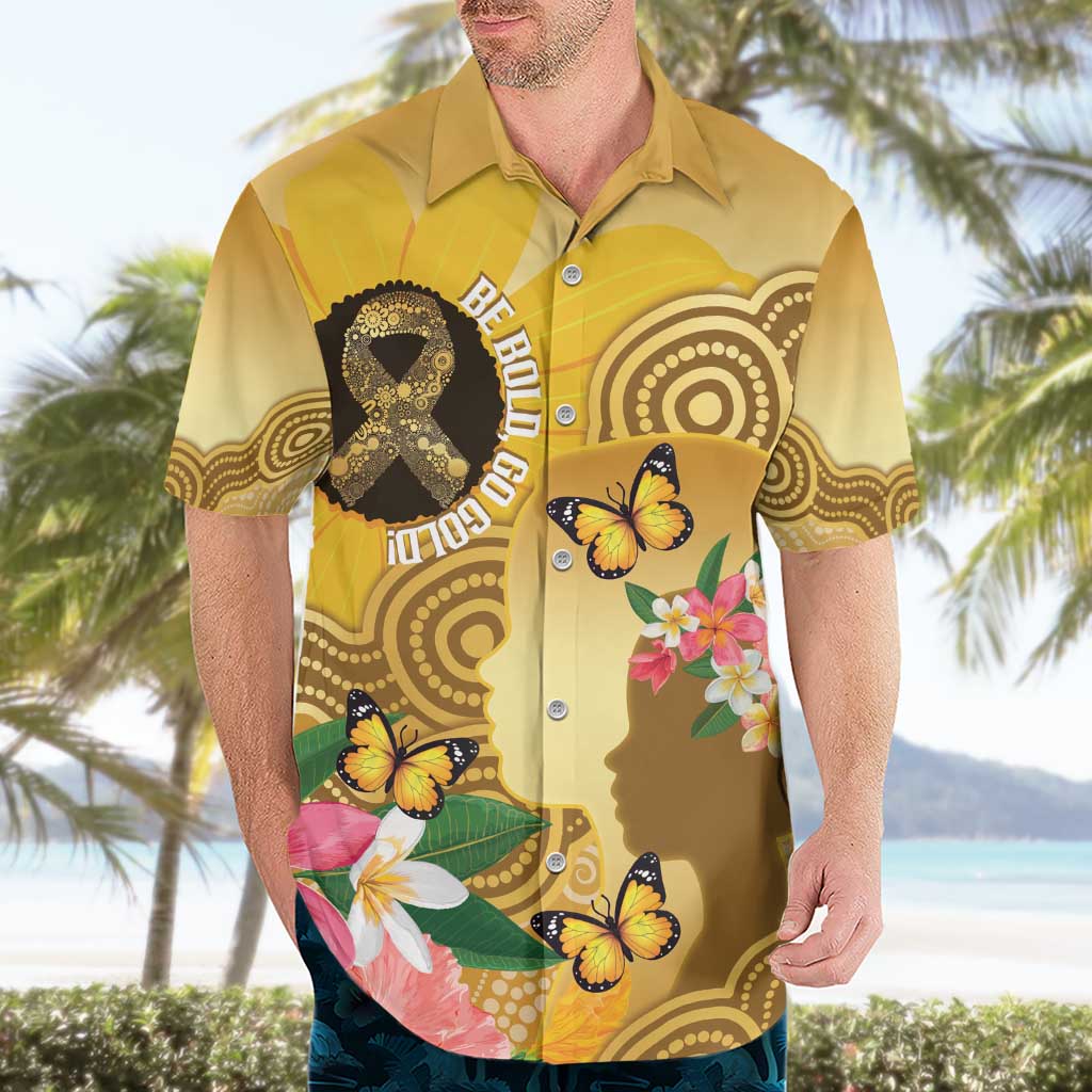Australia Childhood Cancer Awareness Month Hawaiian Shirt Be Bold Go Gold Aboriginal Art