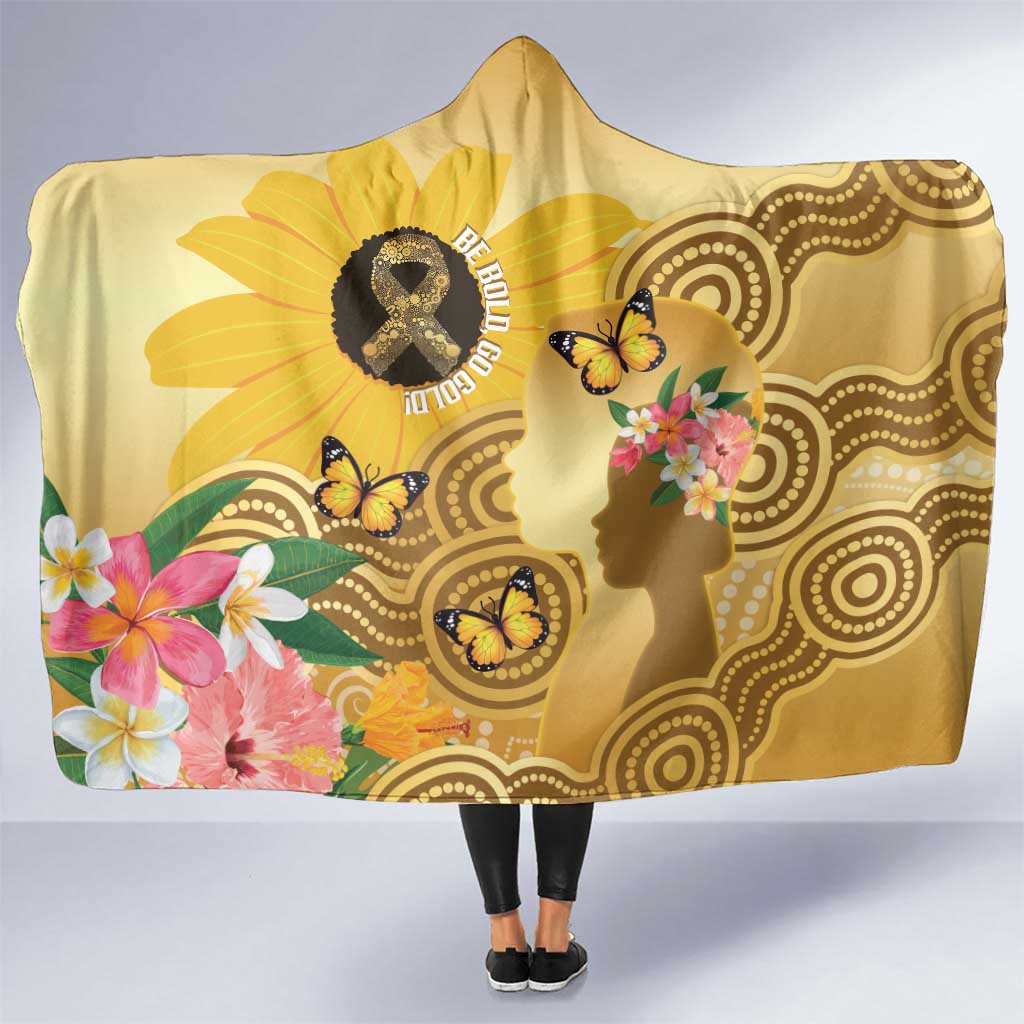 Australia Childhood Cancer Awareness Month Hooded Blanket Be Bold Go Gold Aboriginal Art