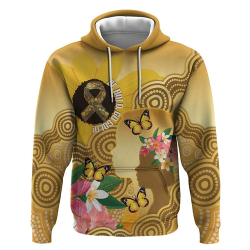 Australia Childhood Cancer Awareness Month Hoodie Be Bold Go Gold Aboriginal Art