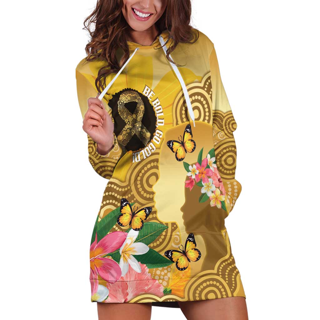 Australia Childhood Cancer Awareness Month Hoodie Dress Be Bold Go Gold Aboriginal Art