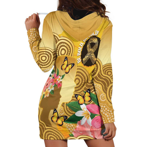 Australia Childhood Cancer Awareness Month Hoodie Dress Be Bold Go Gold Aboriginal Art
