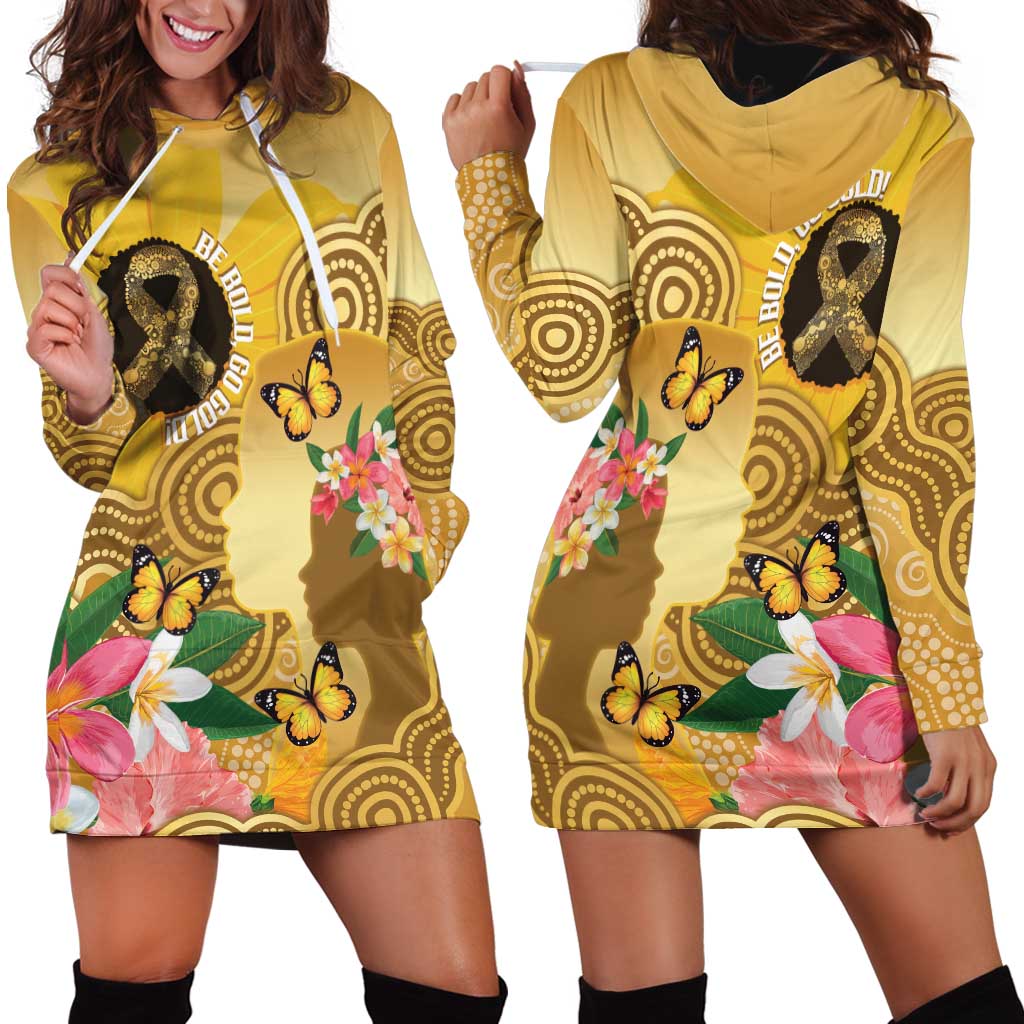 Australia Childhood Cancer Awareness Month Hoodie Dress Be Bold Go Gold Aboriginal Art