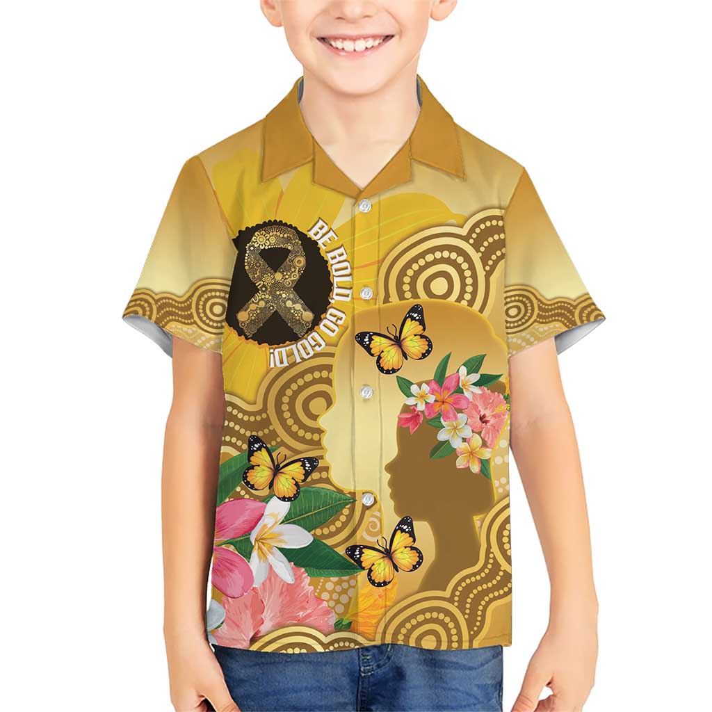 Australia Childhood Cancer Awareness Month Kid Hawaiian Shirt Be Bold Go Gold Aboriginal Art