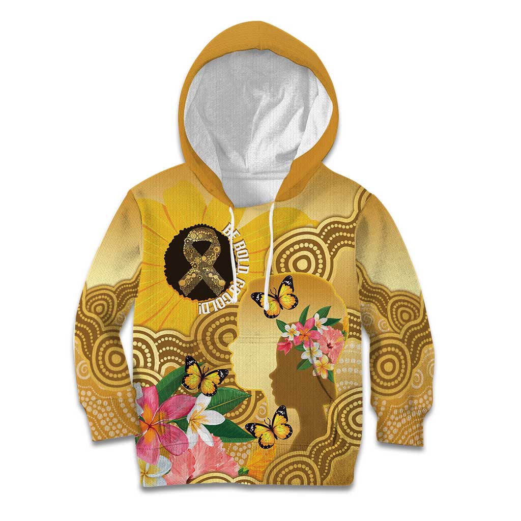 Australia Childhood Cancer Awareness Month Kid Hoodie Be Bold Go Gold Aboriginal Art