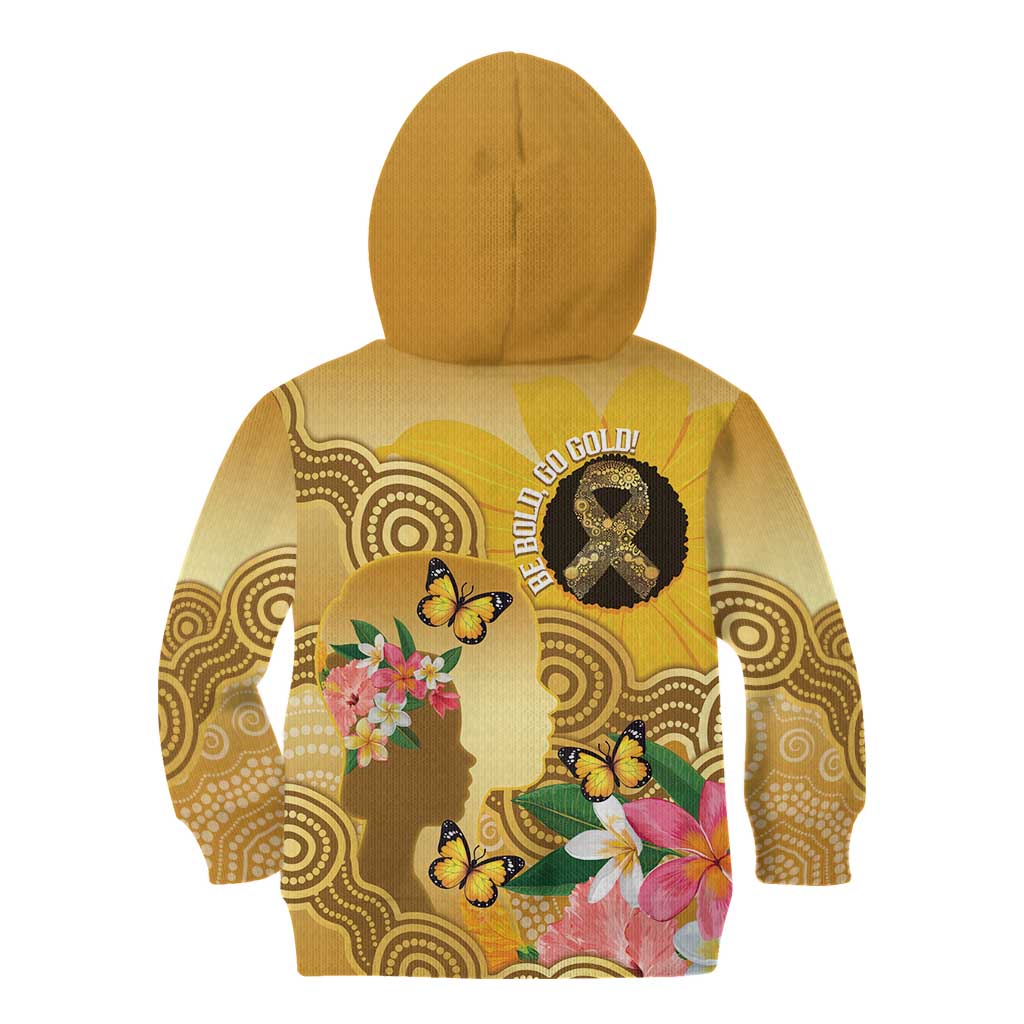 Australia Childhood Cancer Awareness Month Kid Hoodie Be Bold Go Gold Aboriginal Art