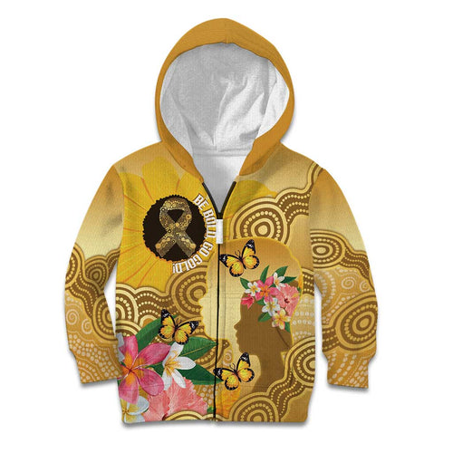 Australia Childhood Cancer Awareness Month Kid Hoodie Be Bold Go Gold Aboriginal Art
