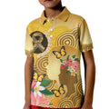 Australia Childhood Cancer Awareness Month Kid Polo Shirt Be Bold Go Gold Aboriginal Art
