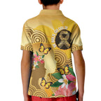 Australia Childhood Cancer Awareness Month Kid Polo Shirt Be Bold Go Gold Aboriginal Art