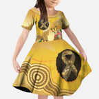 Australia Childhood Cancer Awareness Month Kid Short Sleeve Dress Be Bold Go Gold Aboriginal Art
