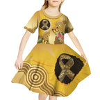 Australia Childhood Cancer Awareness Month Kid Short Sleeve Dress Be Bold Go Gold Aboriginal Art