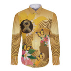 Australia Childhood Cancer Awareness Month Long Sleeve Button Shirt Be Bold Go Gold Aboriginal Art