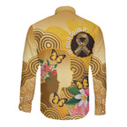 Australia Childhood Cancer Awareness Month Long Sleeve Button Shirt Be Bold Go Gold Aboriginal Art
