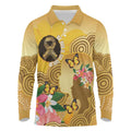 Australia Childhood Cancer Awareness Month Long Sleeve Polo Shirt Be Bold Go Gold Aboriginal Art