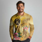 Australia Childhood Cancer Awareness Month Long Sleeve Polo Shirt Be Bold Go Gold Aboriginal Art