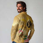 Australia Childhood Cancer Awareness Month Long Sleeve Polo Shirt Be Bold Go Gold Aboriginal Art