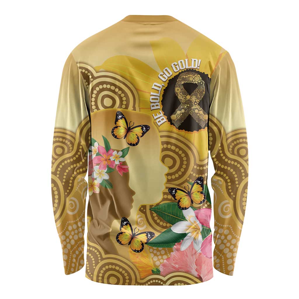 Australia Childhood Cancer Awareness Month Long Sleeve Shirt Be Bold Go Gold Aboriginal Art