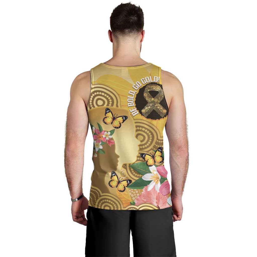 Australia Childhood Cancer Awareness Month Men Tank Top Be Bold Go Gold Aboriginal Art