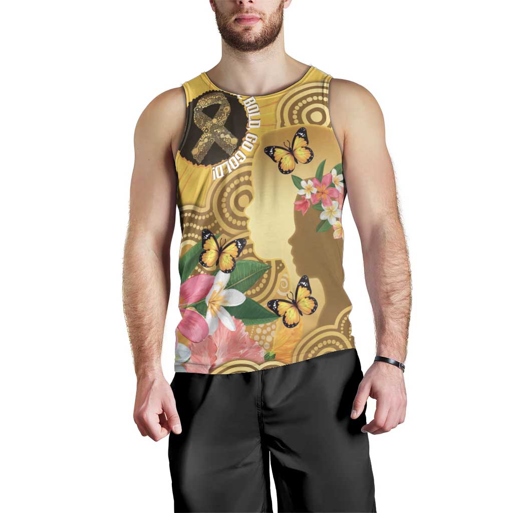 Australia Childhood Cancer Awareness Month Men Tank Top Be Bold Go Gold Aboriginal Art