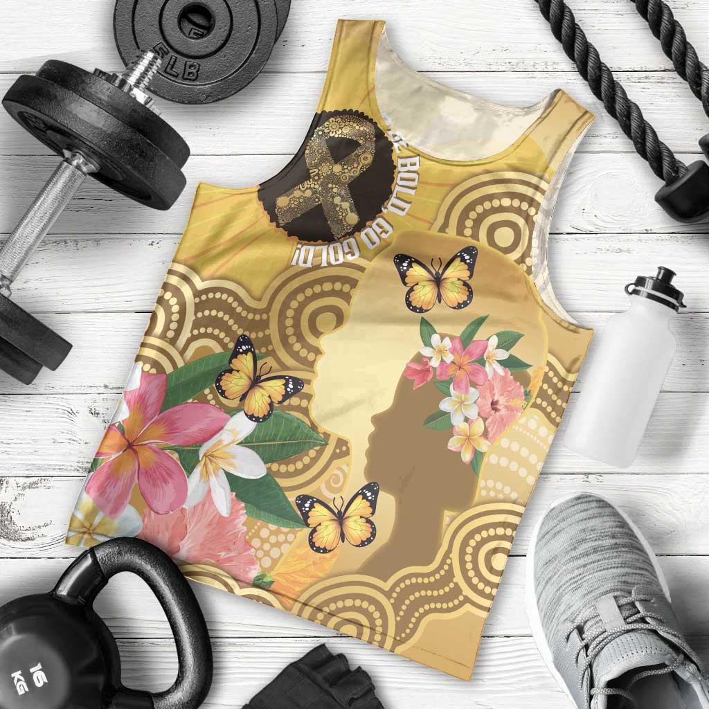 Australia Childhood Cancer Awareness Month Men Tank Top Be Bold Go Gold Aboriginal Art
