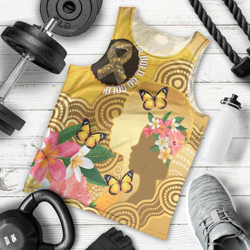 Australia Childhood Cancer Awareness Month Men Tank Top Be Bold Go Gold Aboriginal Art