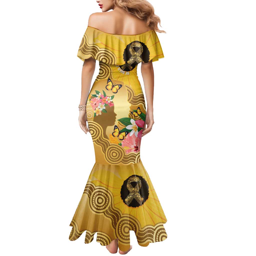 Australia Childhood Cancer Awareness Month Mermaid Dress Be Bold Go Gold Aboriginal Art