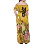 Australia Childhood Cancer Awareness Month Off Shoulder Maxi Dress Be Bold Go Gold Aboriginal Art