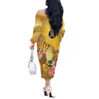 Australia Childhood Cancer Awareness Month Off The Shoulder Long Sleeve Dress Be Bold Go Gold Aboriginal Art