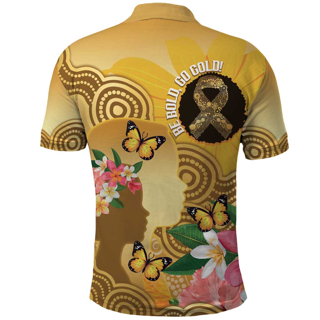 Australia Childhood Cancer Awareness Month Polo Shirt Be Bold Go Gold Aboriginal Art