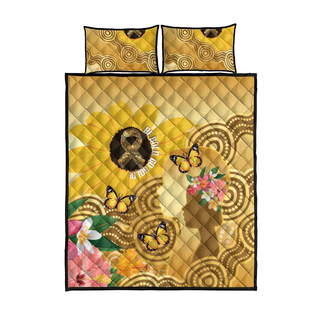 Australia Childhood Cancer Awareness Month Quilt Bed Set Be Bold Go Gold Aboriginal Art