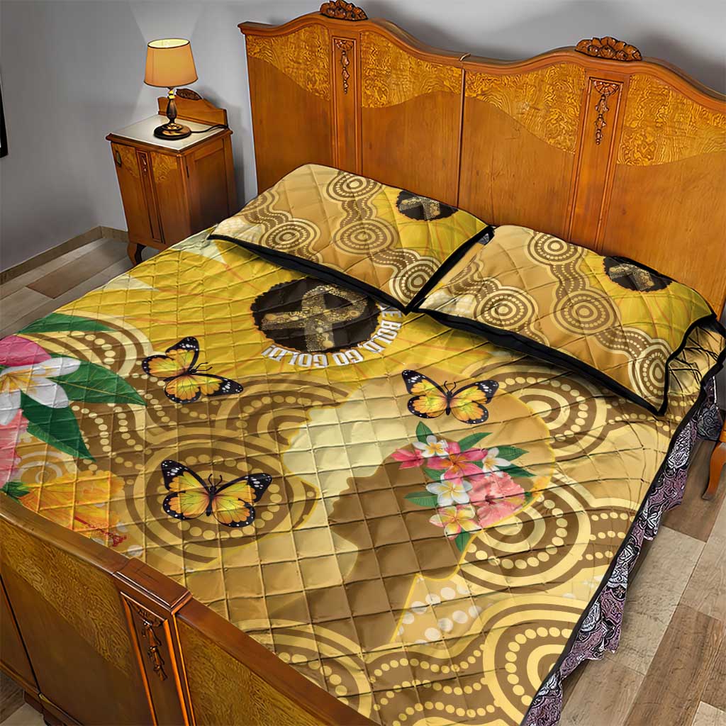 Australia Childhood Cancer Awareness Month Quilt Bed Set Be Bold Go Gold Aboriginal Art